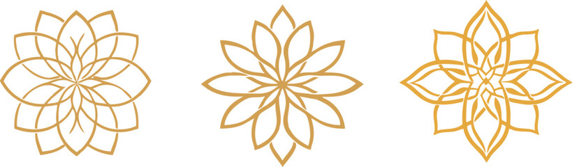 Elegant Gold Floral Mandala Designs for Logos and Decor