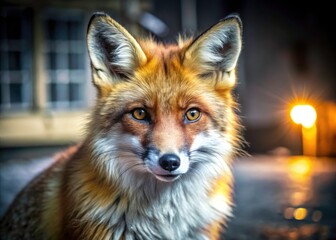 Fototapeta premium A magnificent orange fox, beautifully isolated against a white backdrop, creates a breathtaking wildlife image.