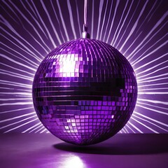 Fototapeta premium Purple Disco Ball with Light Rays