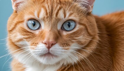 Close-up Portrait of a Ginger Cat with Striking Blue Eyes