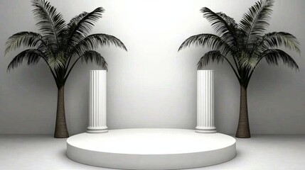 Fototapeta premium minimal photostock of a Background podium column 3d roman luxury greek white ancient display product classic