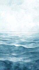 Fototapeta premium serene watercolor painting of the ocean with gentle waves