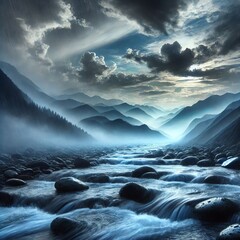 Obraz premium Flowing Water Flowing water in a stream illustrating the nature