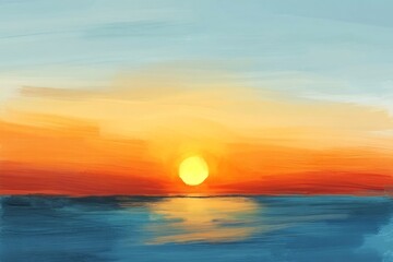 sun rising over plain in minimal sketch