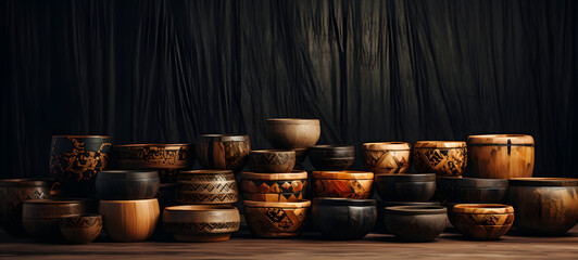 Create a photograph of a Nested Bowls using Bamboo composite, ai generative