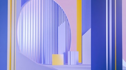 Obraz premium Abstract Pastel Geometric Composition: A Serene Digital Art