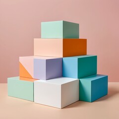 Fototapeta premium Pastel Colored Cubes Abstract Composition