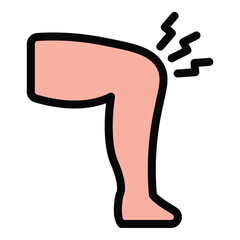 Pain in Joints Icon Arthritis and Discomfort in Flat Line Color Style.
