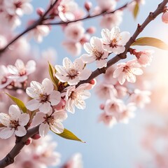 Delicate Pink Almond Blossoms in Spring