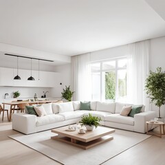 Fototapeta premium Modern Minimalist Living Room Interior Design