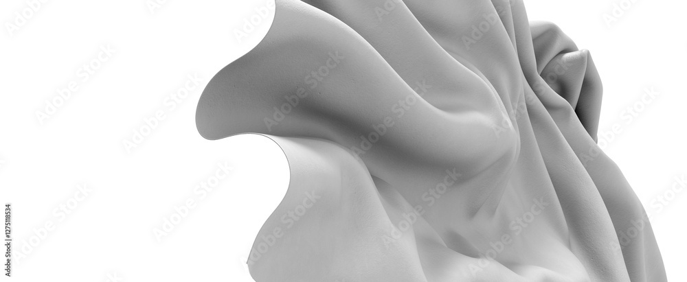 Poster A close-up of a gray fabric drape with smooth, flowing lines. The texture is soft and the light plays across the surface, creating subtle highlights and shadows.
