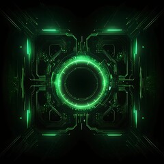 Obraz premium Futuristic Green Circuit Board with Glowing Ring