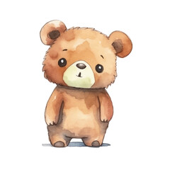 watercolors Cute bear confused illustration 