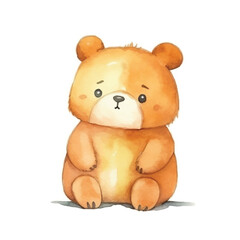 watercolors Cute bear confused illustration 