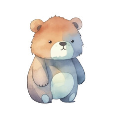 watercolors Cute bear confused illustration 