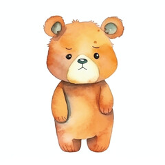 watercolors Cute bear confused illustration 