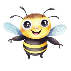 watercolors Cute bee flying illustration 