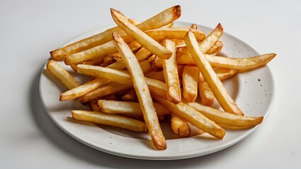 Plate and bowl of French fries served as a snack or meal