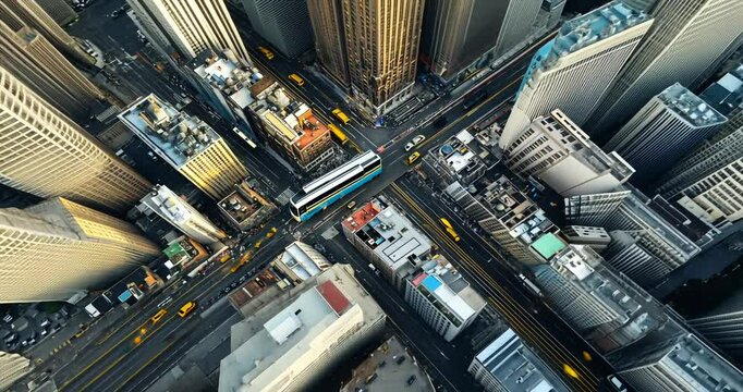 Aerial View of Manhattan's Cityscape at Intersection
