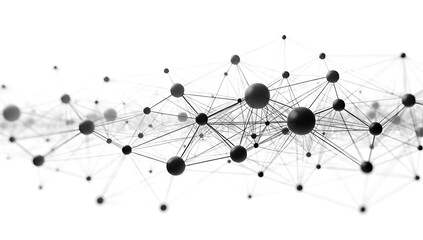 Simple 3D illustration of interconnected dots forming a web, symbolizing communication and networking, on a plain white background.