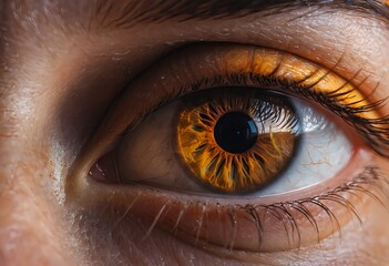 Close-up of a Human Eye with Golden Iris