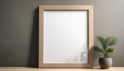 Minimalist Blank Portrait Frame in a Modern Monochrome Setting, Exuding Tranquil Elegance and Simplicity, Perfect for Contemporary Artwork or Design Inspiration
