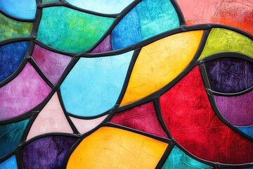 Abstract stained glass pattern with vibrant colors --chaos