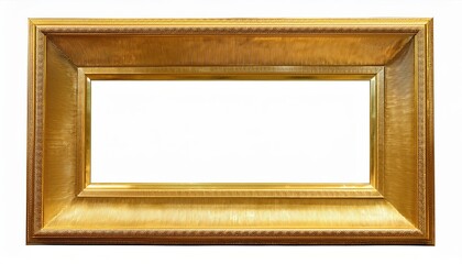 Elevated Sophistication A Minimalistic Gilded Horizontal Picture Frame in a 3D Golden Rectangle Emphasizing Elegance and Modernism, Ideal for Showcasing Artwork or Memories.