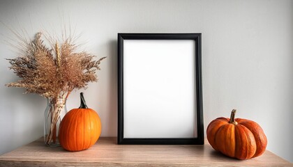 Autumn Tranquility Warm Amber Tones Illuminate Cozy Fall Home Decor Displayed Against Rustic Wood Shelf, Evoking a Serene and Inviting Mood for the Season.