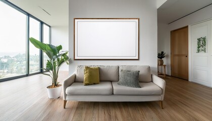 Stylish Modern Empty Frame Elevating Minimalist Interior Design, Showcasing Clean Lines and Neutral Palette with a Touch of Sophisticated Elegance.
