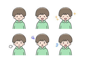 いろいろな表情の男の子のアイコンセット