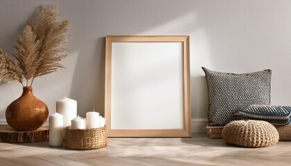 3D Rendered Mockup Frame in Cozy Interior with Vintage Atmosphere and Warm Tones, Ideal for Digital Art, Home Decor, or Design Inspiration