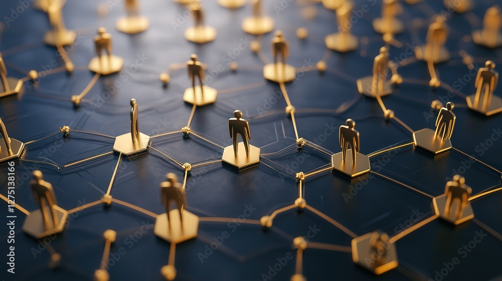 Poster human connection nodes, visualizing the intricate web of relationships formed through social network