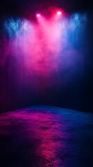 Neon stage, smoke, lights, concert