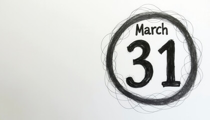 Monochrome March 31 Calendar Circle Design