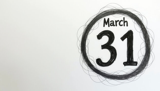 Monochrome March 31 Calendar Circle Design