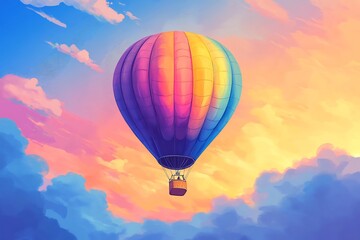 Naklejka premium colorful hot air balloon drifting
