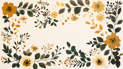 flowers and leaves in pictures illustrator2D. Generative AI Illustration