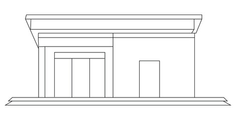 Line art of classical building, Modern house Facade vector Illustration