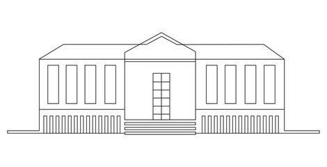Line art of classical building, Modern house Facade vector Illustration