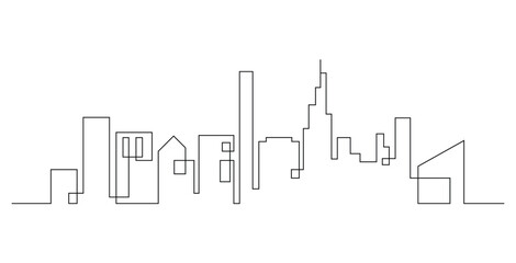 Abstract modern House City Skyline continuous one line art drawing illustration
