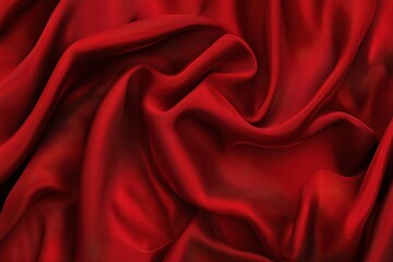 Luxurious Smooth Red Satin Fabric Texture Background Detail