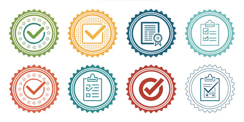 approved stamp sign icon logo outline cheklist vector design business, technology ,transparent , png