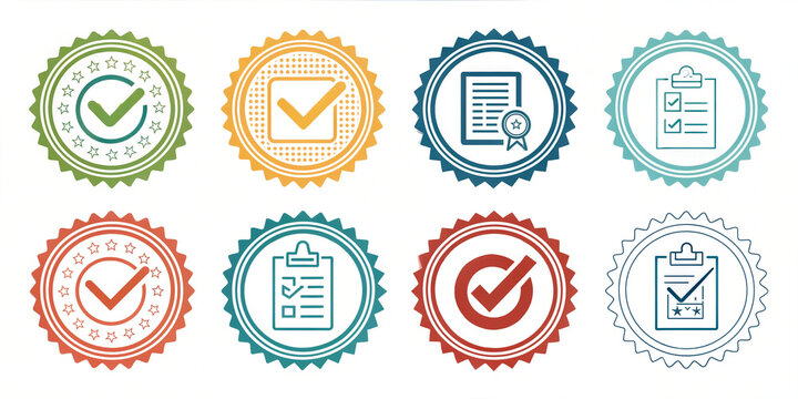 approved stamp sign icon logo outline cheklist vector design business, technology ,transparent , png