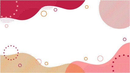 ロマンチックなかわいい抽象的な幾何学模様のフレーム素材 チラシ・Web・動画背景素材16:9サイズ 赤色 ベージュ