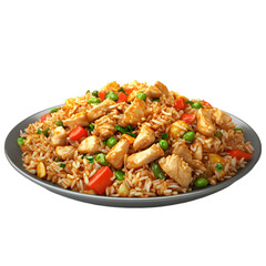 Chicken Biryani PNG cutout isolated on white and transparent background. chicken biryani, biryani PNG cutout, isolated chicken biryani, biryani on white, biryani on transparent, Indian food,