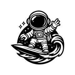 astronaut surfing logo design