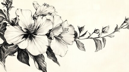 Artistic compilation of hand-sketched botanical silhouettes showing natural drawing variations, including spontaneous gestural outlines of wildflowers, garden blooms, and foliage elements, featuring