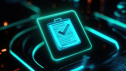 documents with a green checkmark, symbolizing a successful audit process, set against a dark, sleek background for emphasis.
