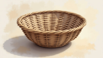 Obraz premium Traditional Shallow Woven Bowl Basket in Natural Fiber